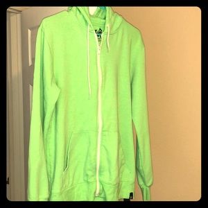 Neon green Vurt zip up hoodie, size L